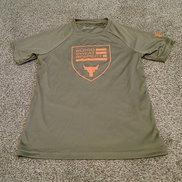 Under Armour Project Rock " Blood Sweat Respect " T-Shirt Boys Size Small - Picture 1 of 4
